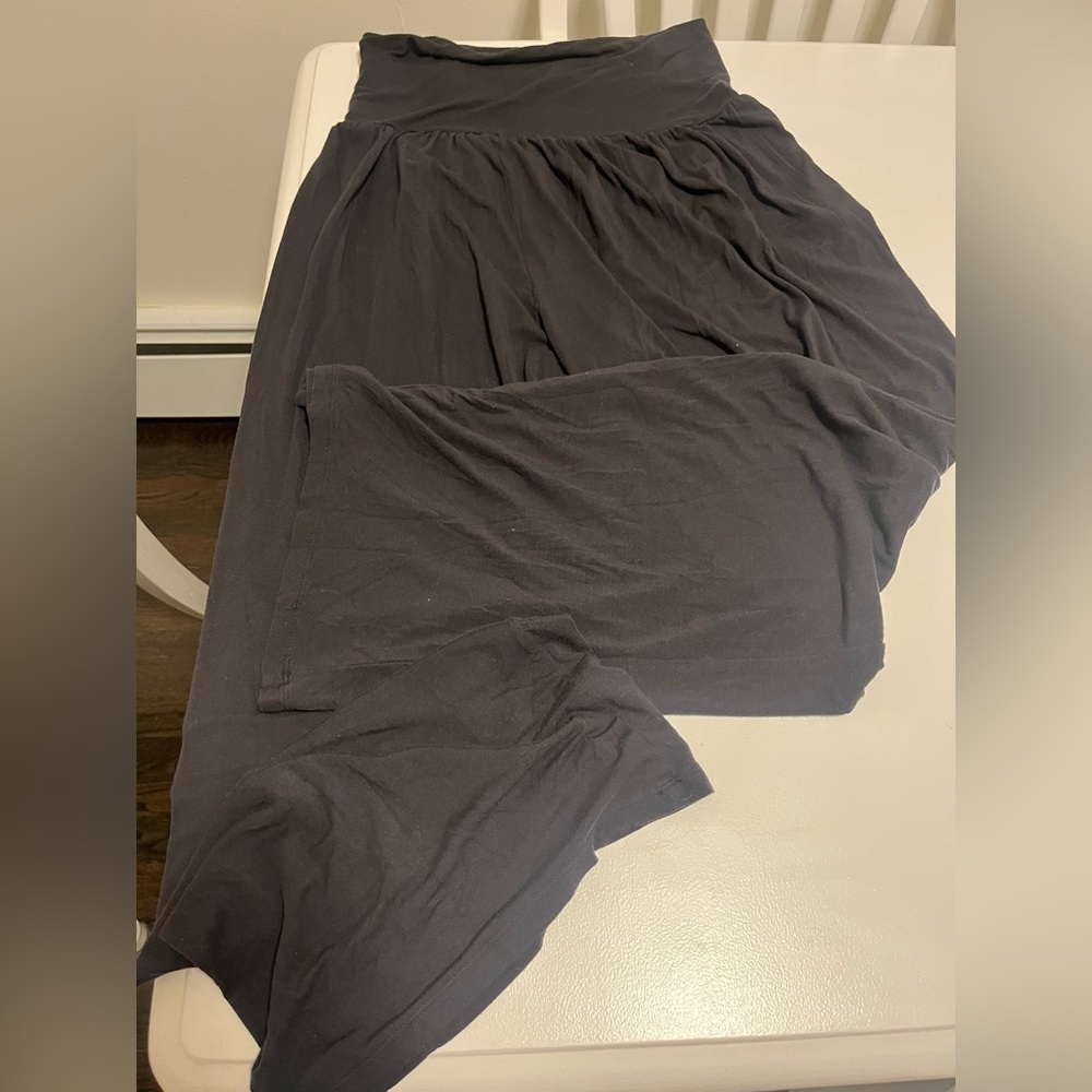 Athleta Wide Legged Stretchy Soft Yoga Pants w/ Fold Over Elastic Band